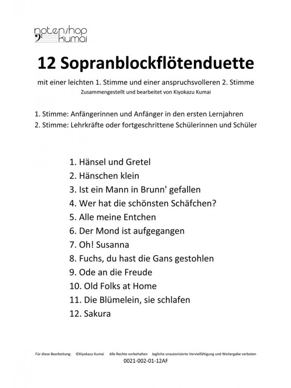12 leichte Duette