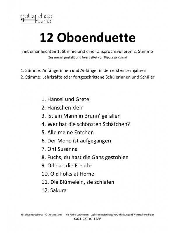 12 leichte Duette