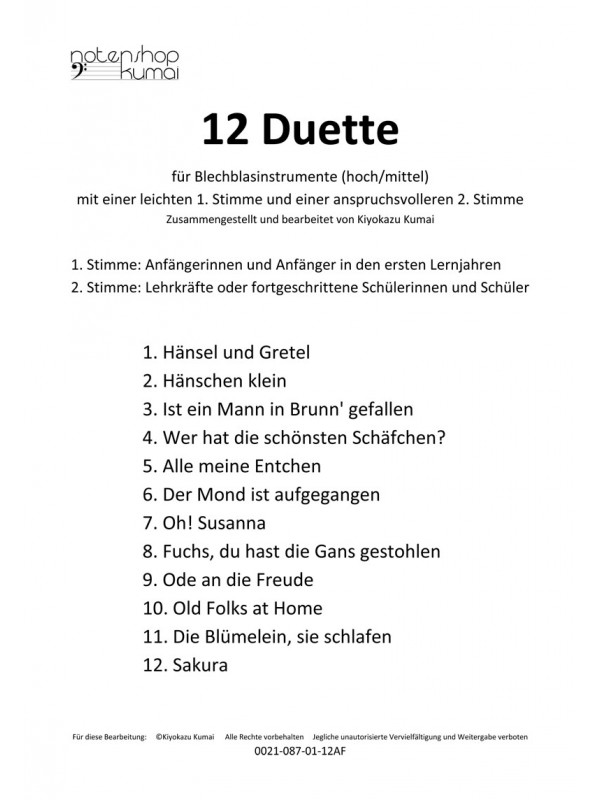 12 leichte Duette