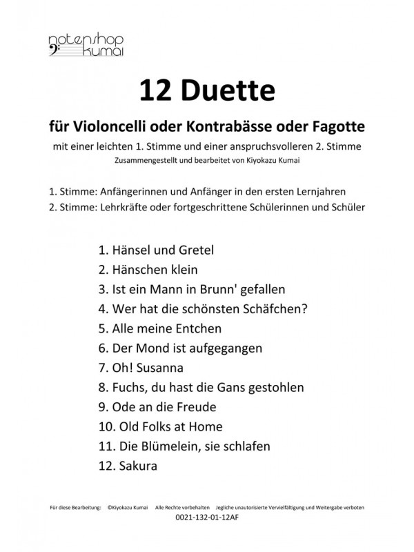 12 leichte Duette